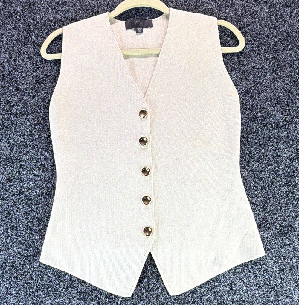 ZARA Women's Beige Knit Five-Button Front Sleeveless Vest Size M